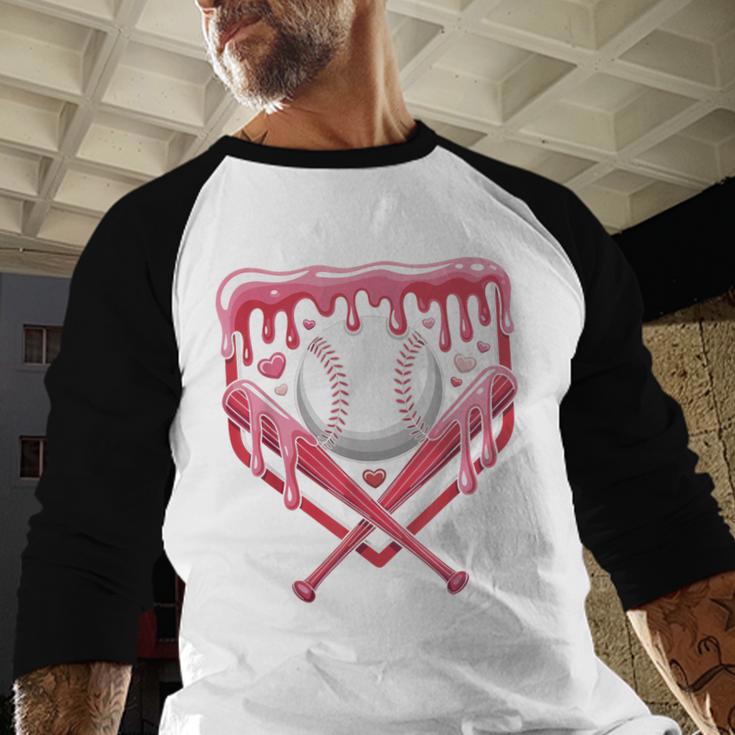 Valentines Baseball Boys Ice Cream Drip Heart Youth Kids Baseball Raglan Shirt