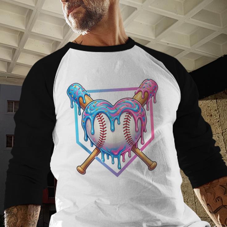 Valentines Baseball Heart Dripping Ice Cream Gen Z Alpha Baseball Raglan Shirt