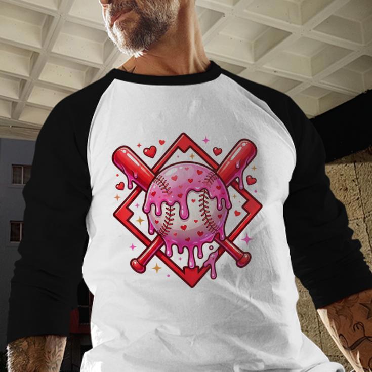 Valentines Day Baseball Boys Ice Cream Drip Heart Youth Kids Baseball Raglan Shirt