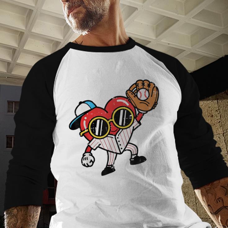 Valentines Day Baseball Heart Gloves Cute Boys Kid Youth Men Baseball Raglan Shirt