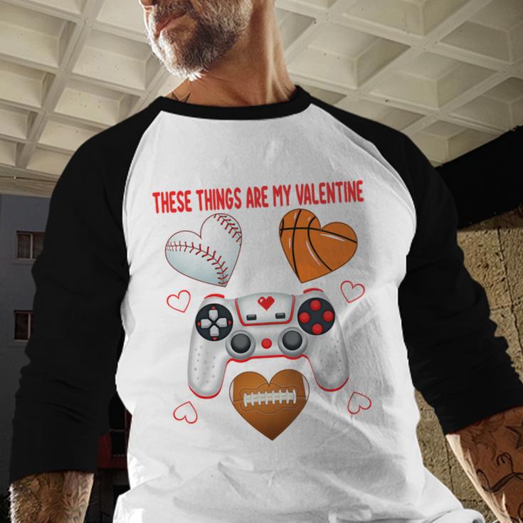 Valentines Day Boys Men Hearts Gaming Football Baseball Love Premium Tri-Blend Baseball Raglan Shirt
