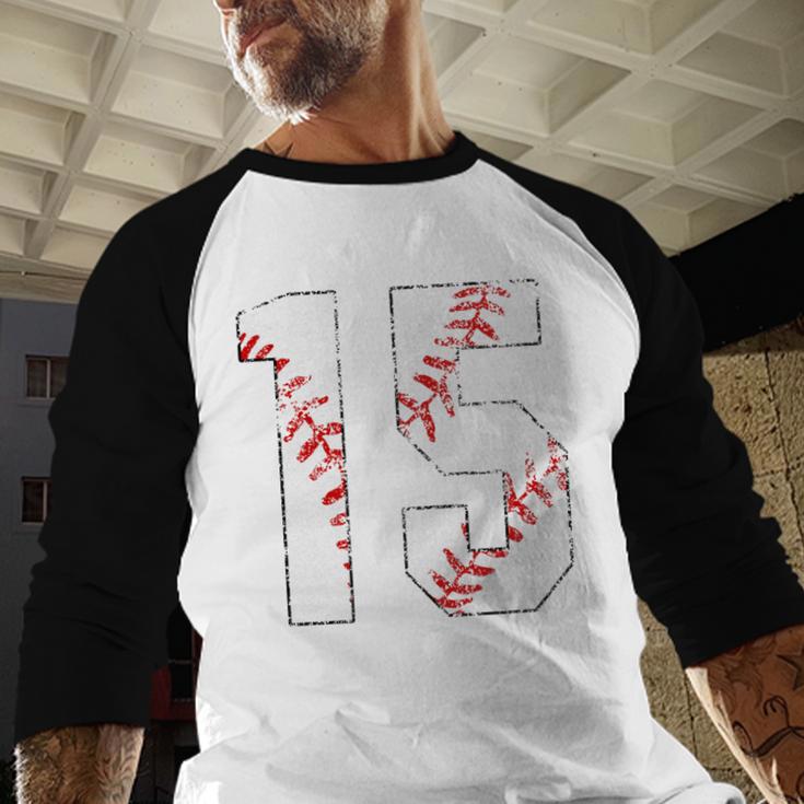 Vintage Distressed Baseball Number 15 Jersey Player Uniform Baseball Raglan Shirt Vintage Distressed Baseball Number 15 Jersey Player Uniform Baseball Raglan Shirt