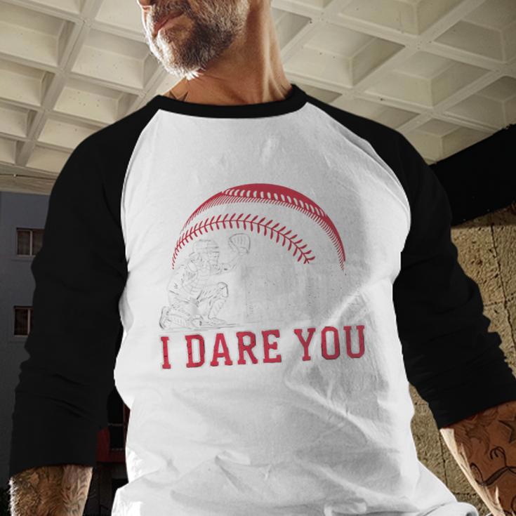 Vintage Humor Baseball Apparel Run I Dare You Baseball Raglan Shirt