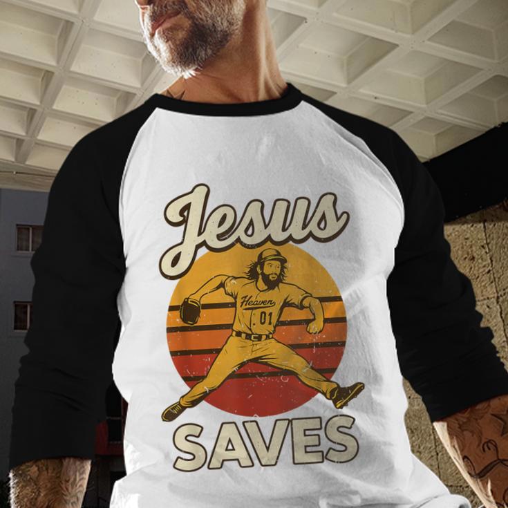Youth Boy Baseball Jesus Saves Christian Baseball Religious Baseball Raglan Shirt