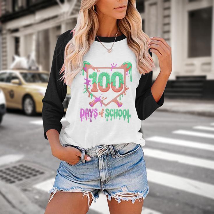 100 Days Of School Baseball Ice Cream Drip 100th Day Player Baseball Raglan Shirt 100 Days Of School Baseball Ice Cream Drip 100th Day Player Baseball Raglan Shirt
