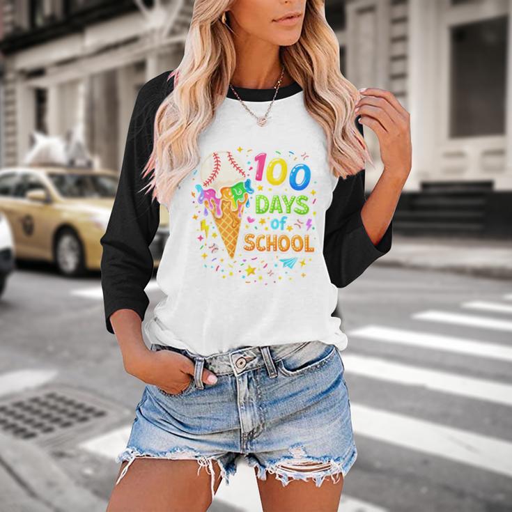 100 Days Of School Baseball Ice Cream Drip Boys Kids Player Baseball Raglan Shirt 100 Days Of School Baseball Ice Cream Drip Boys Kids Player Baseball Raglan Shirt