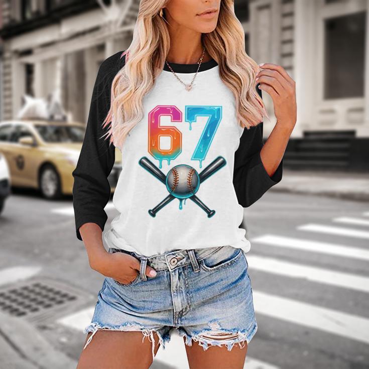 67 Baseball Meme Cool Drip Number 67 Player Or 67th Birthday Baseball Raglan Shirt