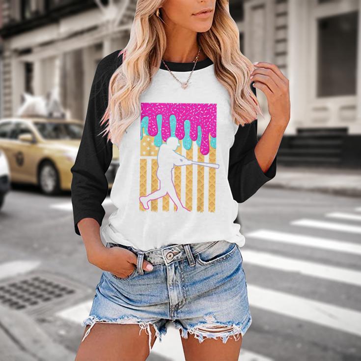 Baseball Drip Bat Boys Ice Cream American Flag 4th Of July Baseball Raglan Shirt Baseball Drip Bat Boys Ice Cream American Flag 4th Of July Baseball Raglan Shirt