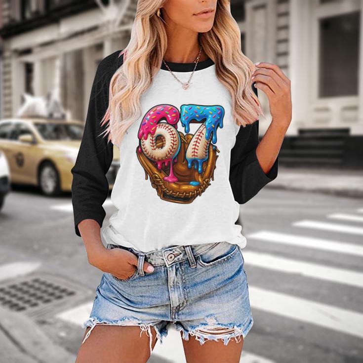Baseball Drip Ice Cream Number 67 Player Or 67th Birthday Baseball Raglan Shirt