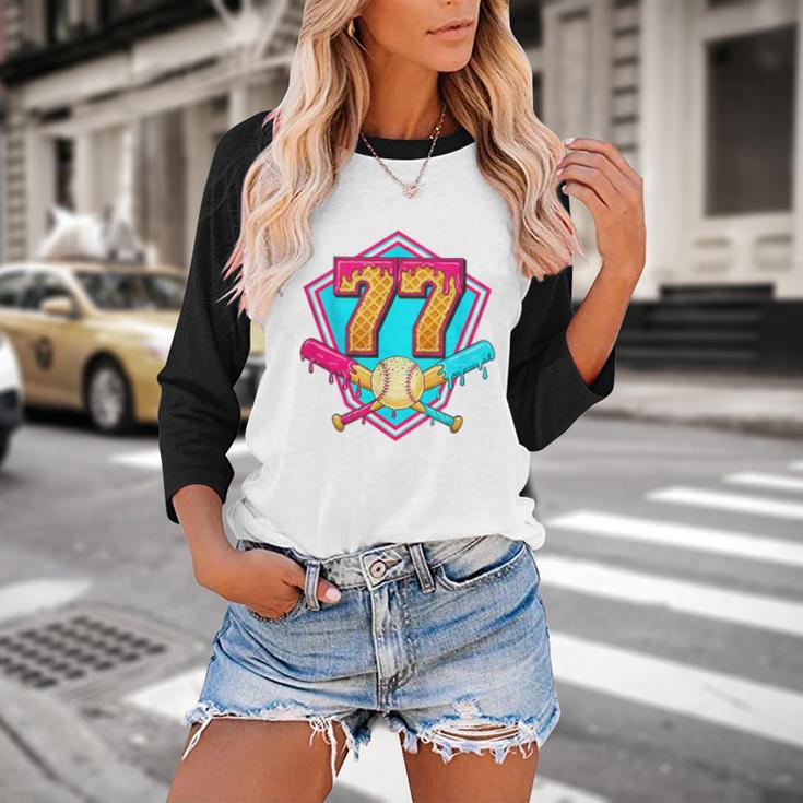 Baseball Drip Jersey Number 77 For Players & 77th Birthday Baseball Raglan Shirt Baseball Drip Jersey Number 77 For Players & 77th Birthday Baseball Raglan Shirt