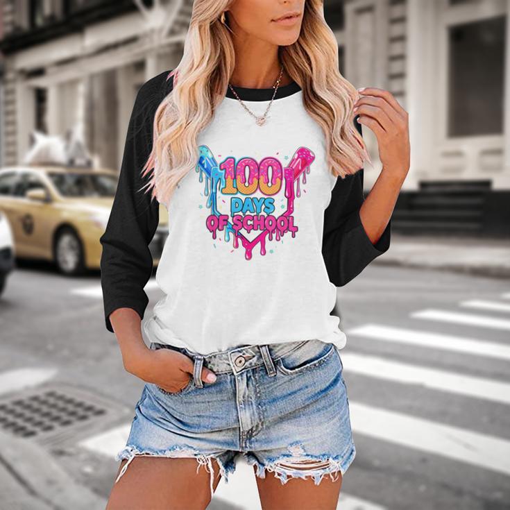 Baseball Ice Cream Drip 100 Days Of School Boys Girls 100th Baseball Raglan Shirt Baseball Ice Cream Drip 100 Days Of School Boys Girls 100th Baseball Raglan Shirt