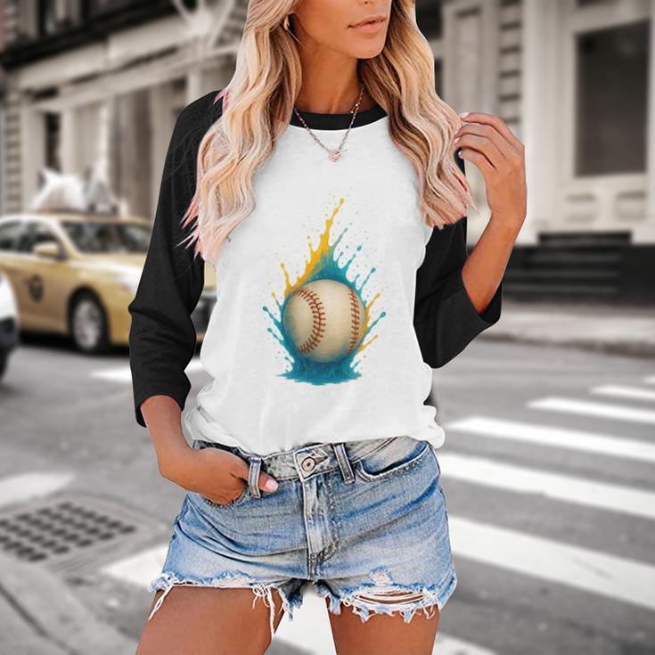 Baseball Splash Team Player For Kids Men Women Baseball Raglan Shirt