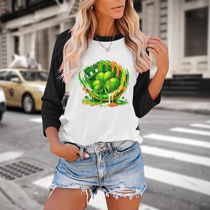 Baseball St Patricks Day Carnival Party Ice Cream Drip Boys Baseball Raglan Shirt