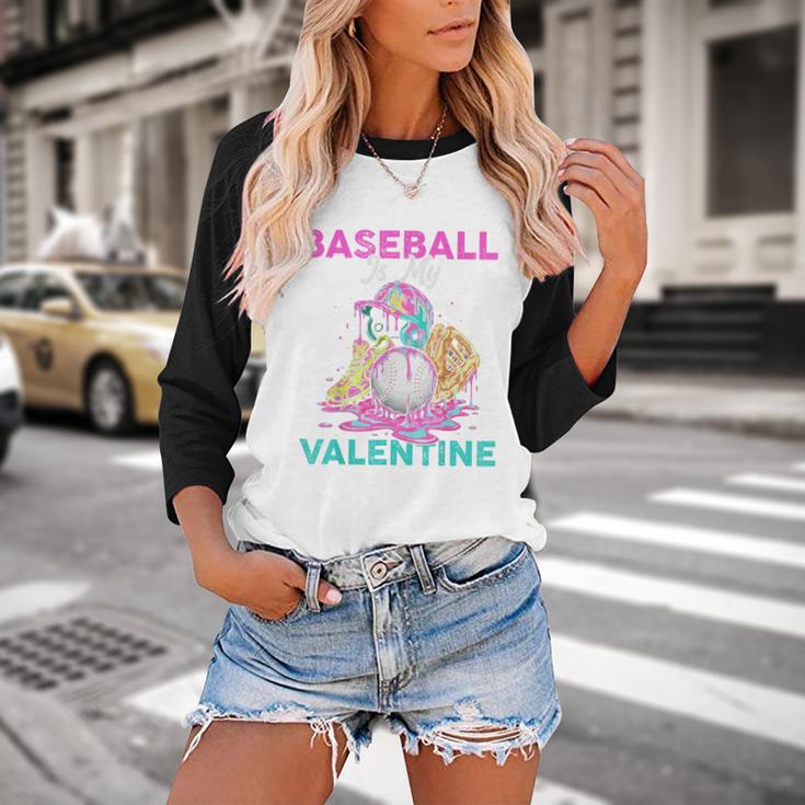 Baseball Is My Valentine Ice Cream Drip Crossed Bats Sport Baseball Raglan Shirt