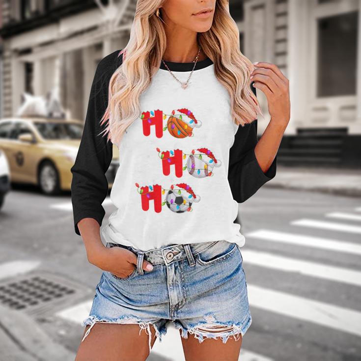 Basketball Baseball Soccer Christmas Ho Ho Ho Santa Xmas Baseball Raglan Shirt Basketball Baseball Soccer Christmas Ho Ho Ho Santa Xmas Baseball Raglan Shirt