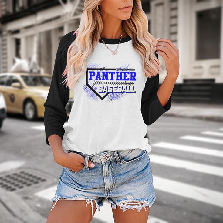 Blue Panther Baseball Home Plate Game Day Mascot Panther Baseball Raglan Shirt Blue Panther Baseball Home Plate Game Day Mascot Panther Baseball Raglan Shirt