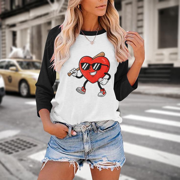 Boy Valentines Day Heart Love Baseball Boys Men Kids Baseball Raglan Shirt