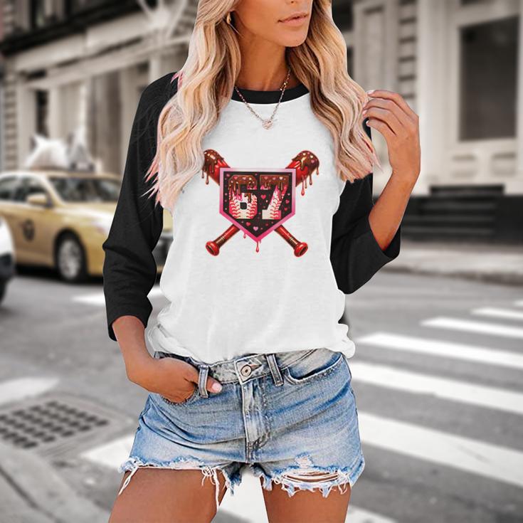 Chocolate 67 Drip Baseball Valentine Love Sports Baseball Raglan Shirt