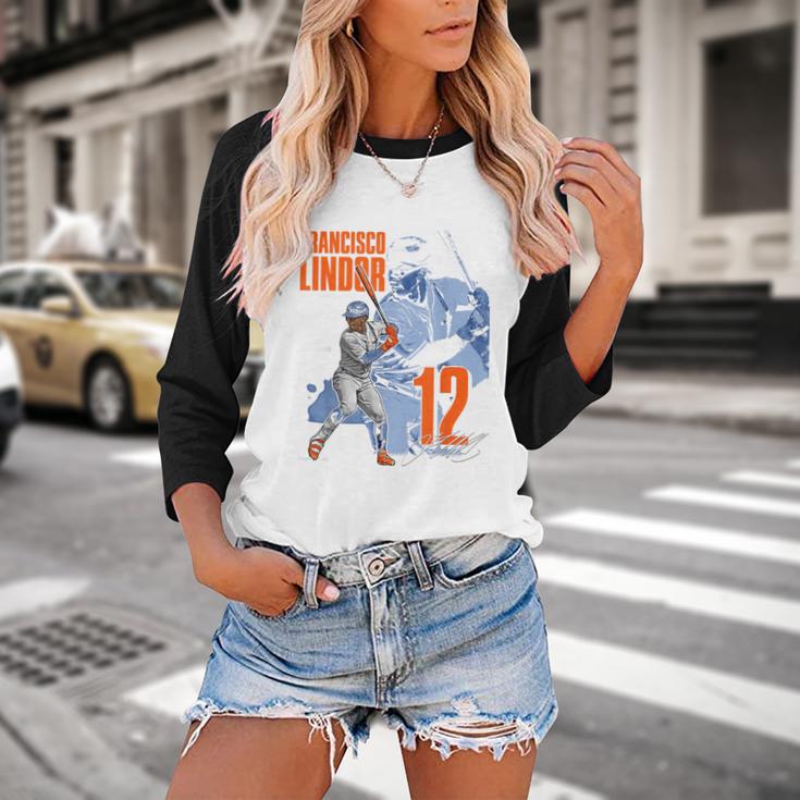 Francisco Lindor New York M Baseball Players MLBFLI304N Baseball Raglan Shirt