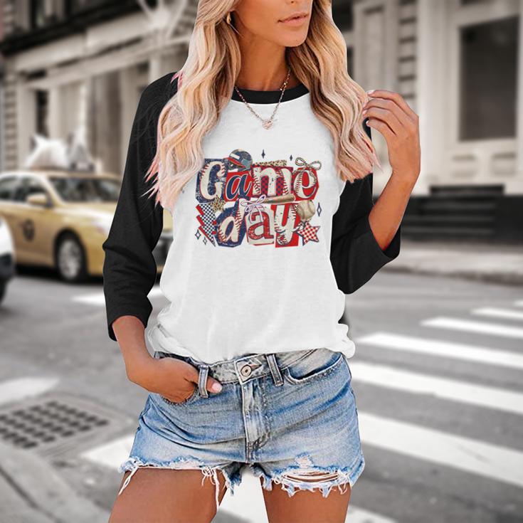 Game Day Baseball Leopard Coquette Bow Mama Mom Sister Baseball Raglan Shirt