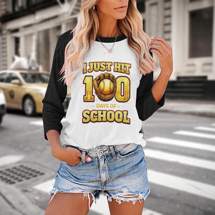 I Just Hit 100 Days Of School Baseball Boys Kids 100th Day Baseball Raglan Shirt I Just Hit 100 Days Of School Baseball Boys Kids 100th Day Baseball Raglan Shirt