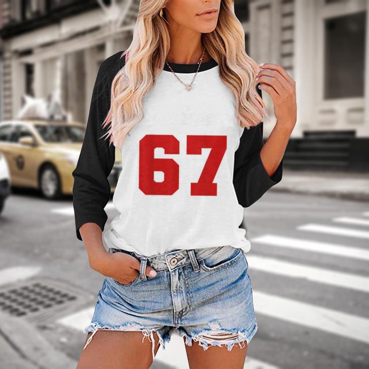 Number 67 Numbered Six Seven Baseball Jersey Style Team 67 Baseball Raglan Shirt