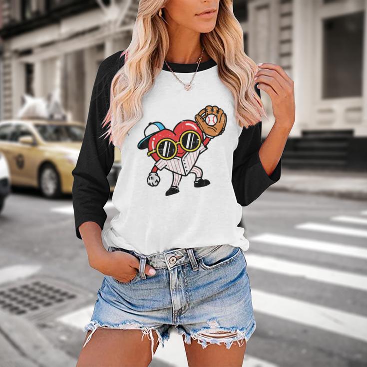 Valentines Day Baseball Heart Gloves Cute Boys Kid Youth Men Baseball Raglan Shirt