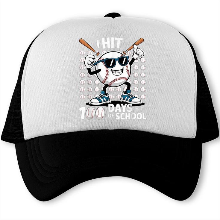 100 Days Of School Baseball Bat 100th Day Of School Trucker Cap