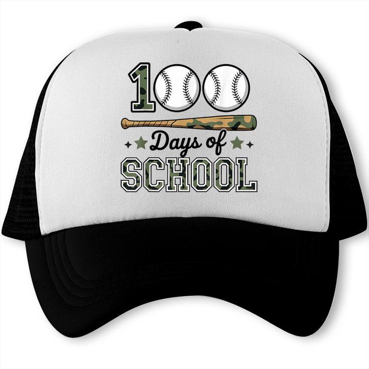100 Days Of School Baseball Camo Boys School Teacher Trucker Cap 100 Days Of School Baseball Camo Boys School Teacher Trucker Cap