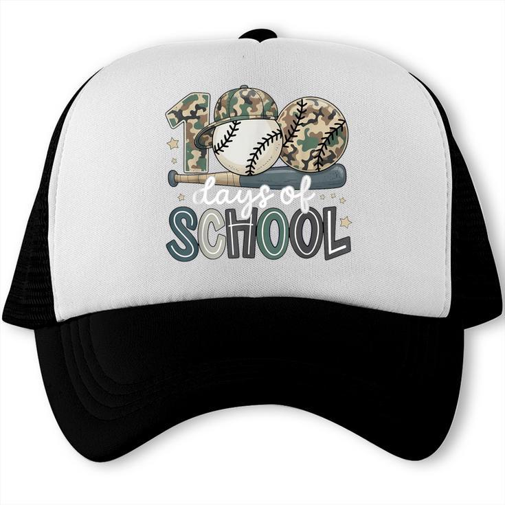 100 Days Of School Baseball Camo Camo Cap Boy School Trucker Cap