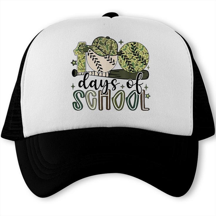 100 Days Of School Baseball Camo Cap Kids Boys 100th Day Trucker Cap