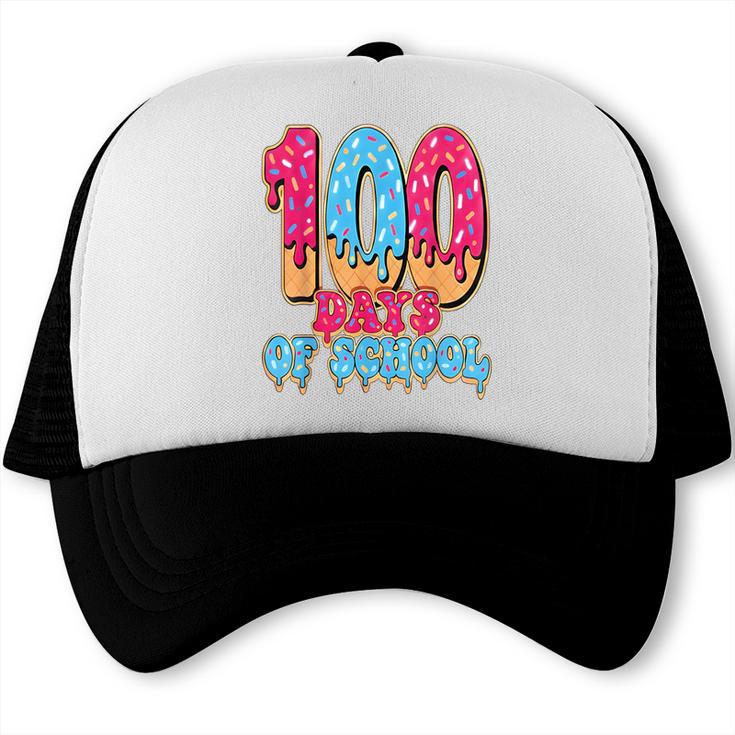 100 Days Of School Baseball Drip 100th Day Of School Trucker Cap