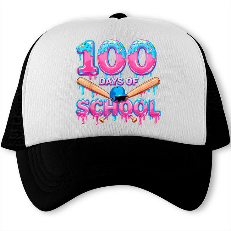 100 Days Of School Baseball Dripping Ice Cream 100th Day Trucker Cap