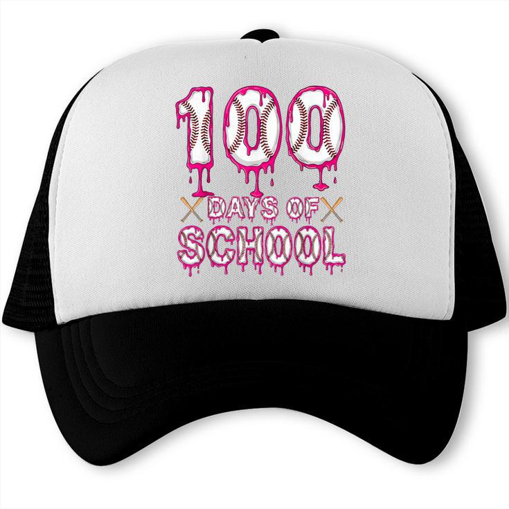 100 Days Of School Baseball Ice Cream Drip 100th Day Boys Trucker Cap