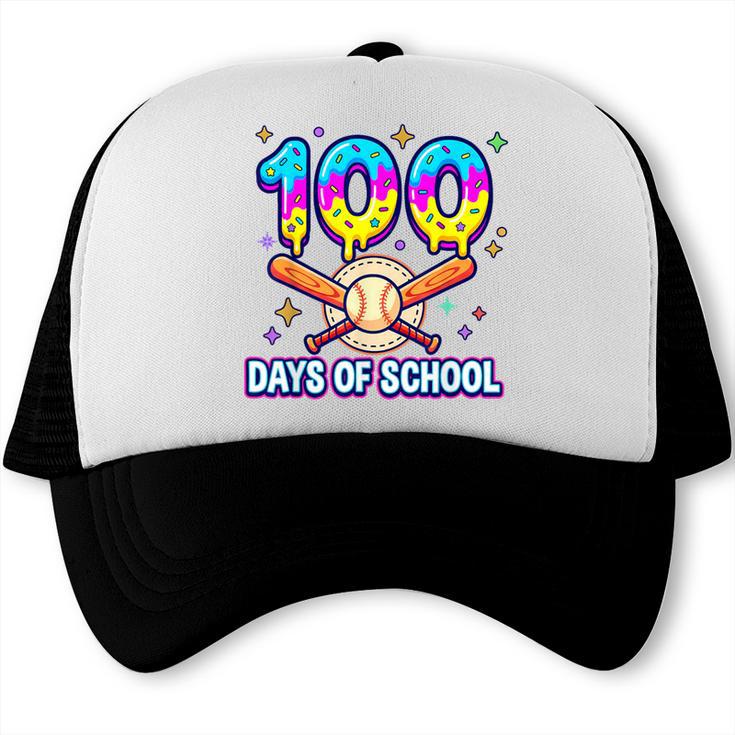 100 Days Of School Baseball Ice Cream Drip Kids Boys Teacher Trucker Cap