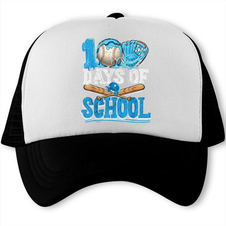 100 Days Of School Baseball Ice Cream Drip Student Kids Boys Trucker Cap