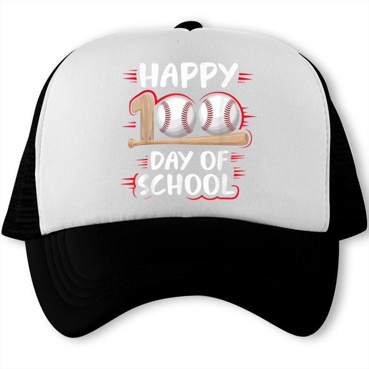 100 Days Of School Baseball Theme Kids Teens Boys 100th Day Trucker Cap