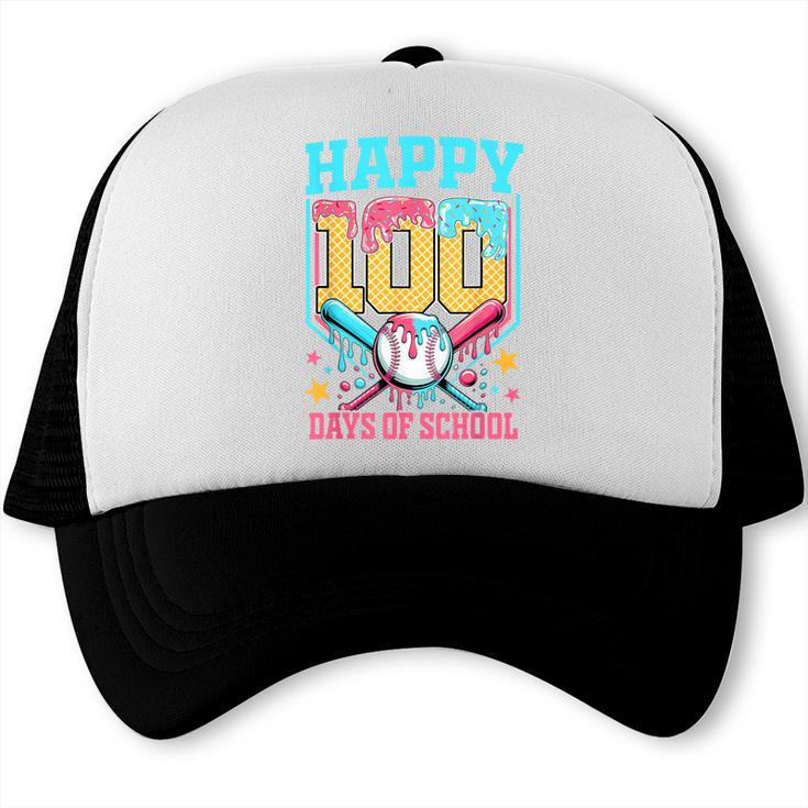 100 Days Of School Kids Baseball Drip 100th Day Of School Trucker Cap
