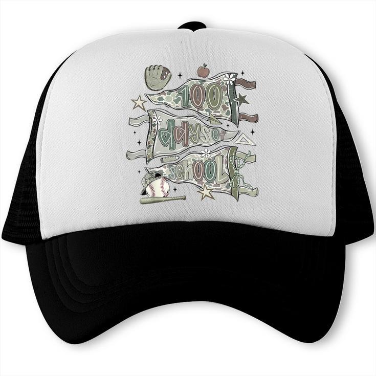 100 Days Smarter Baseball Sport School Celebration Trucker Cap