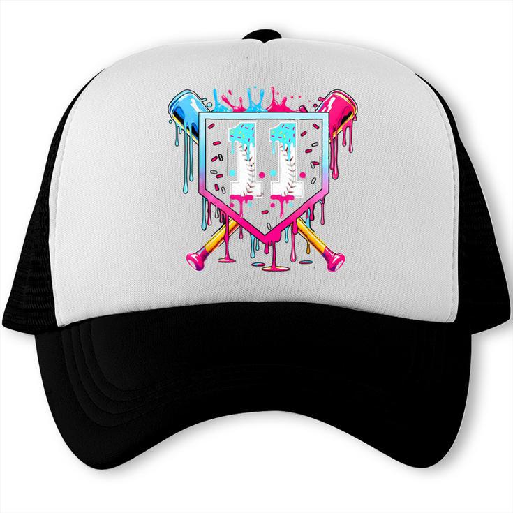 11th Birthday Boys Baseball Ice Cream Drip Boys Baseball Trucker Cap