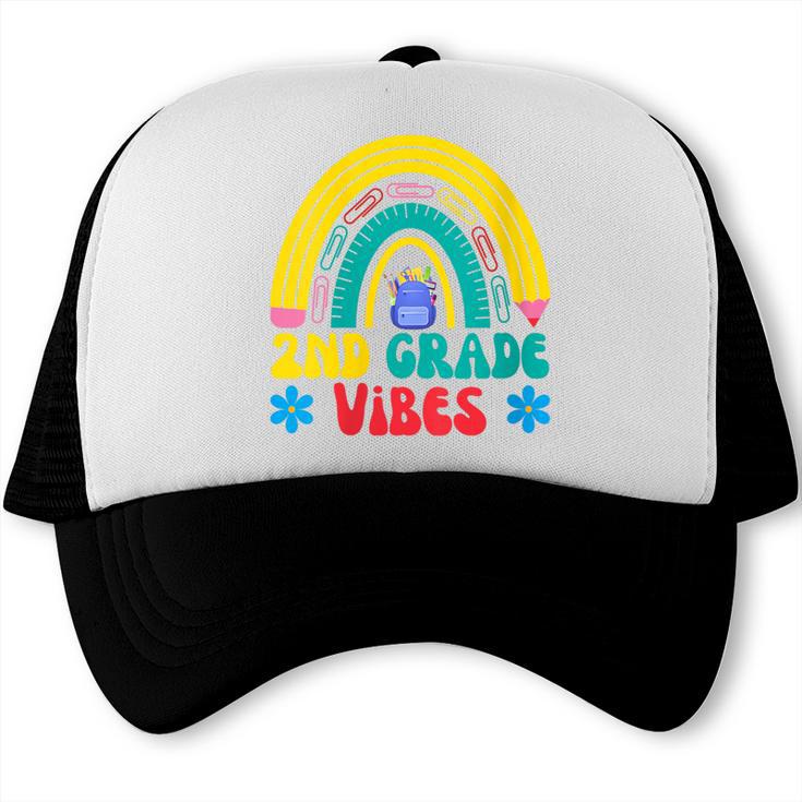2nd Grade Vibes Back To School Rainbow Second Grade Trucker Cap