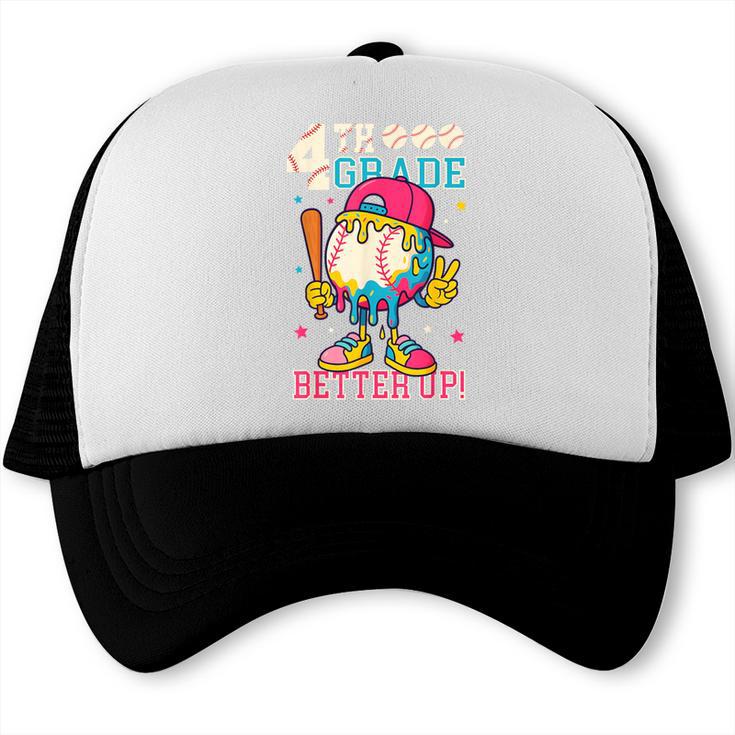 4th Grade Back To School Baseball Drip Ice Cream Game On Trucker Cap