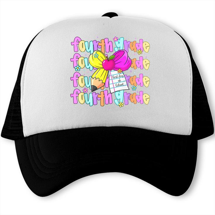 4th Grade For Girls Back To School First Day Fourth Grade Trucker Cap 4th Grade For Girls Back To School First Day Fourth Grade Trucker Cap