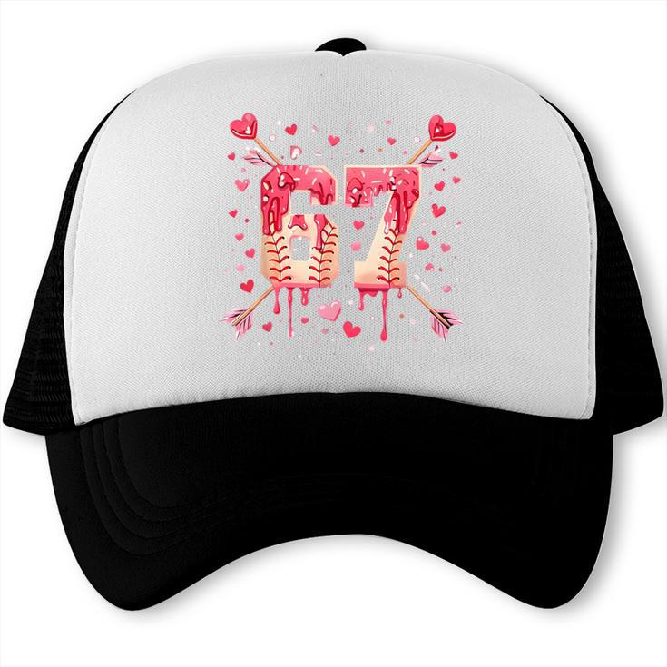 6 7 Melting Number Arrow Baseball Drip Valentine's Day Trucker Cap