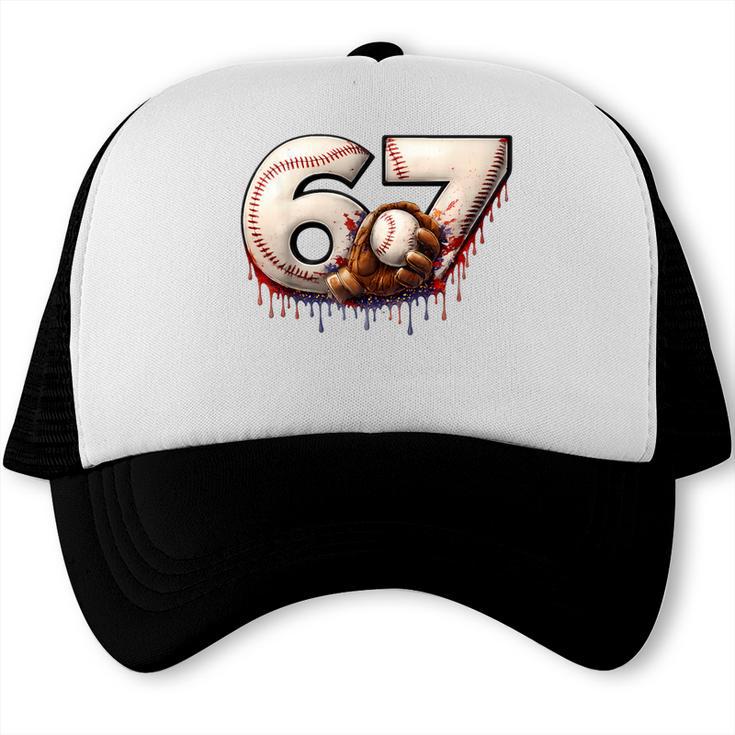 6 7 Six Seven American Baseball Graphic Trucker Cap 6 7 Six Seven American Baseball Graphic Trucker Cap