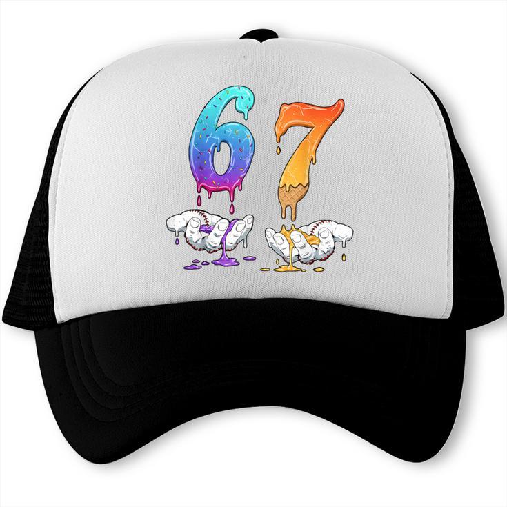 6 7 Six Seven Meme Hands Ice Cream Baseball Drip Boy Girl Trucker Cap