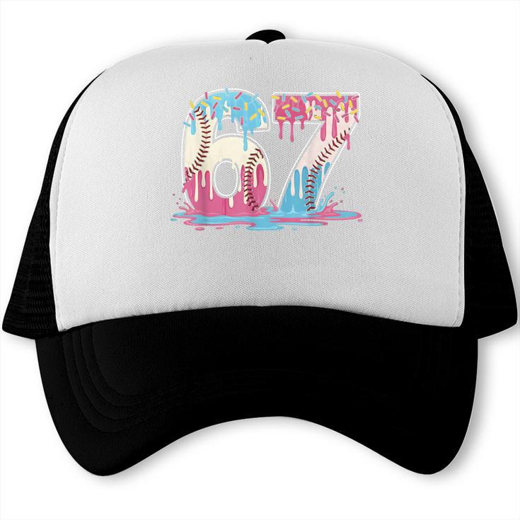 67 Baseball Ice Cream Drip Meme Six Seven Gen Alpha Trucker Cap 67 Baseball Ice Cream Drip Meme Six Seven Gen Alpha Trucker Cap