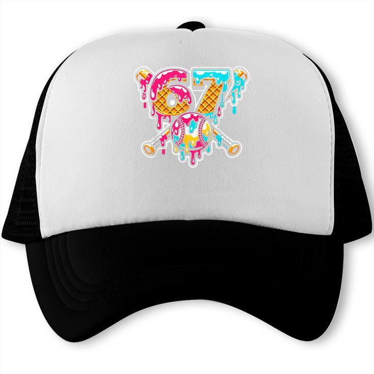 67 Baseball Ice Cream Drip Number Trucker Cap