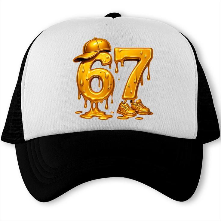 67 Brain Rot Meme Baseball Ice Cream Drip For Kids & Teens Trucker Cap