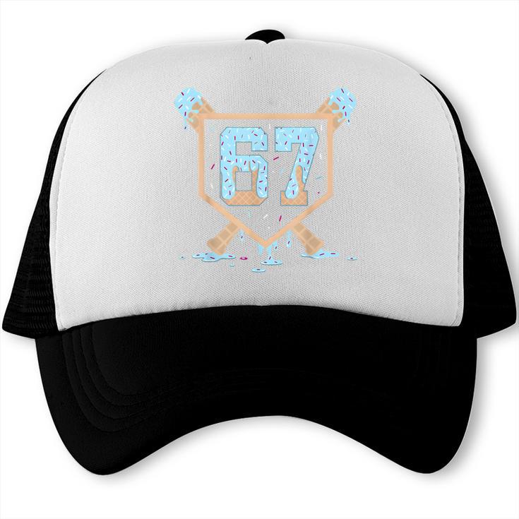 67 Ice Cream Drip Baseball Meme Six Seven Gen Alpha Trucker Cap